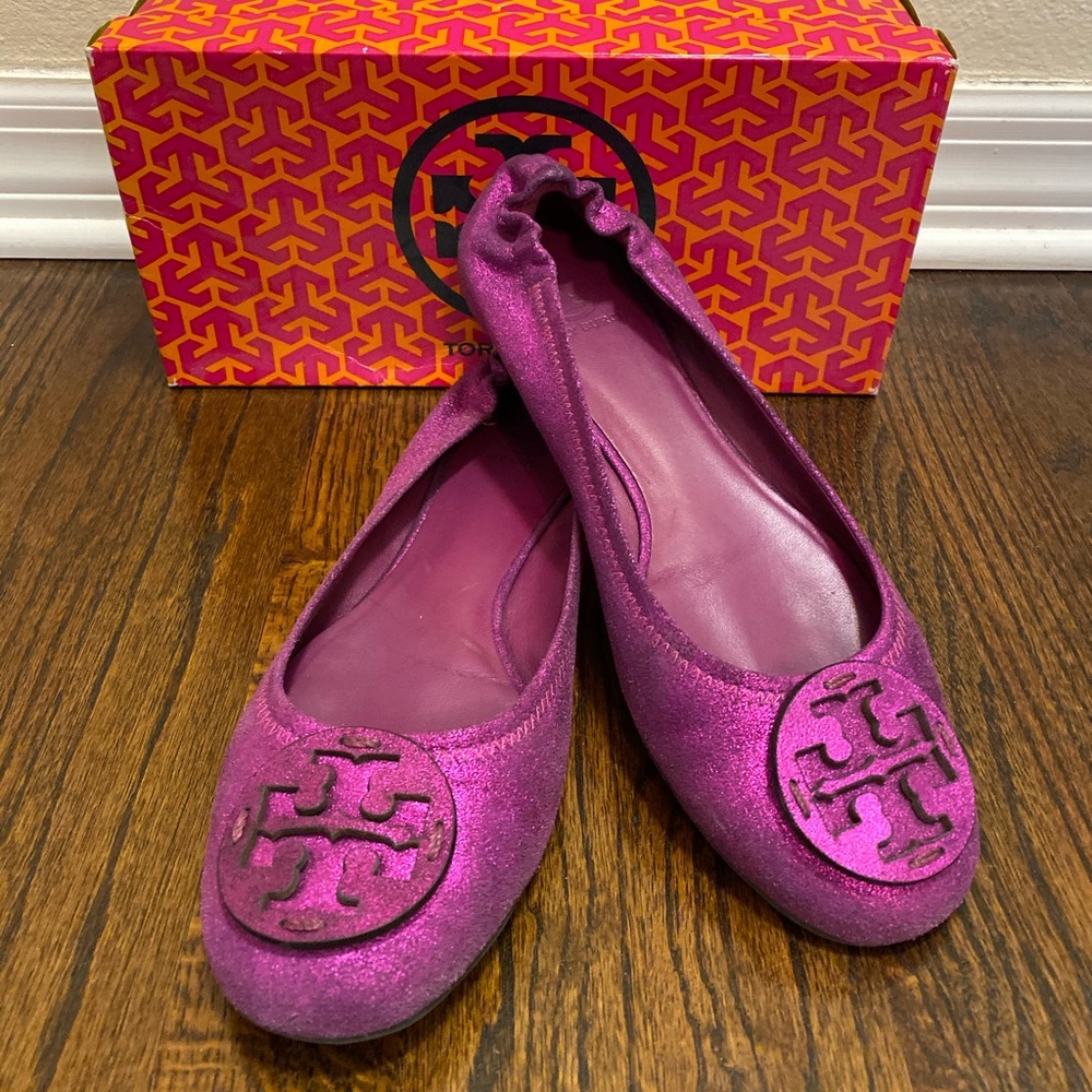 Tory Burch Reva Powder Suede Fuscia 9.5